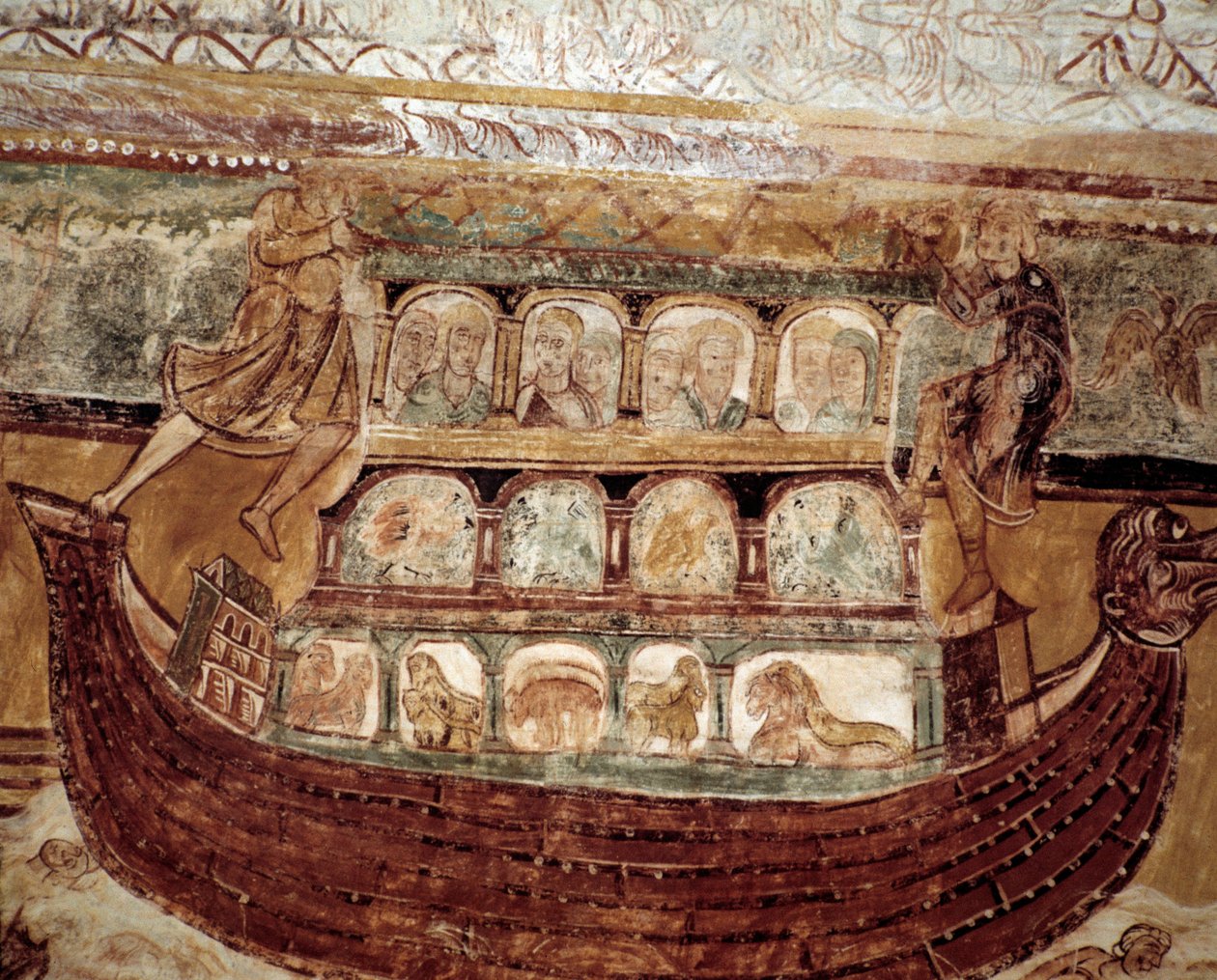Noahs bue (fresko av taket) av Romanesque