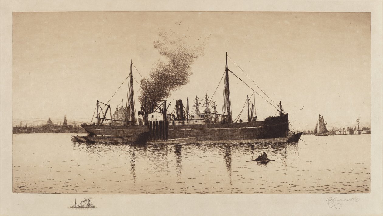 Uten tittel (Dampskip i Boston Harbor) av Rominer Lovewell