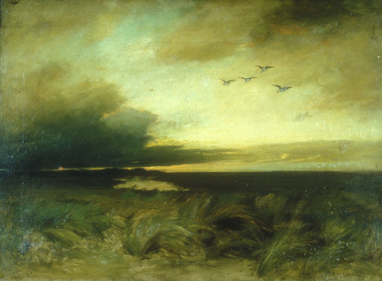 Evening Near Rockaway (olje på lerret) av Roswell M. Shurtleff