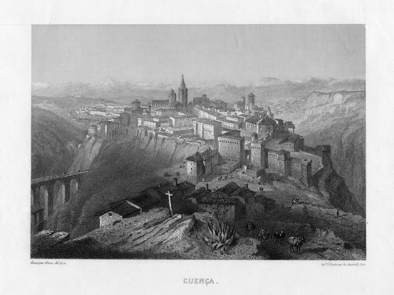 Cuenca, Spania, 1800-tallet. av Rouargue Brothers