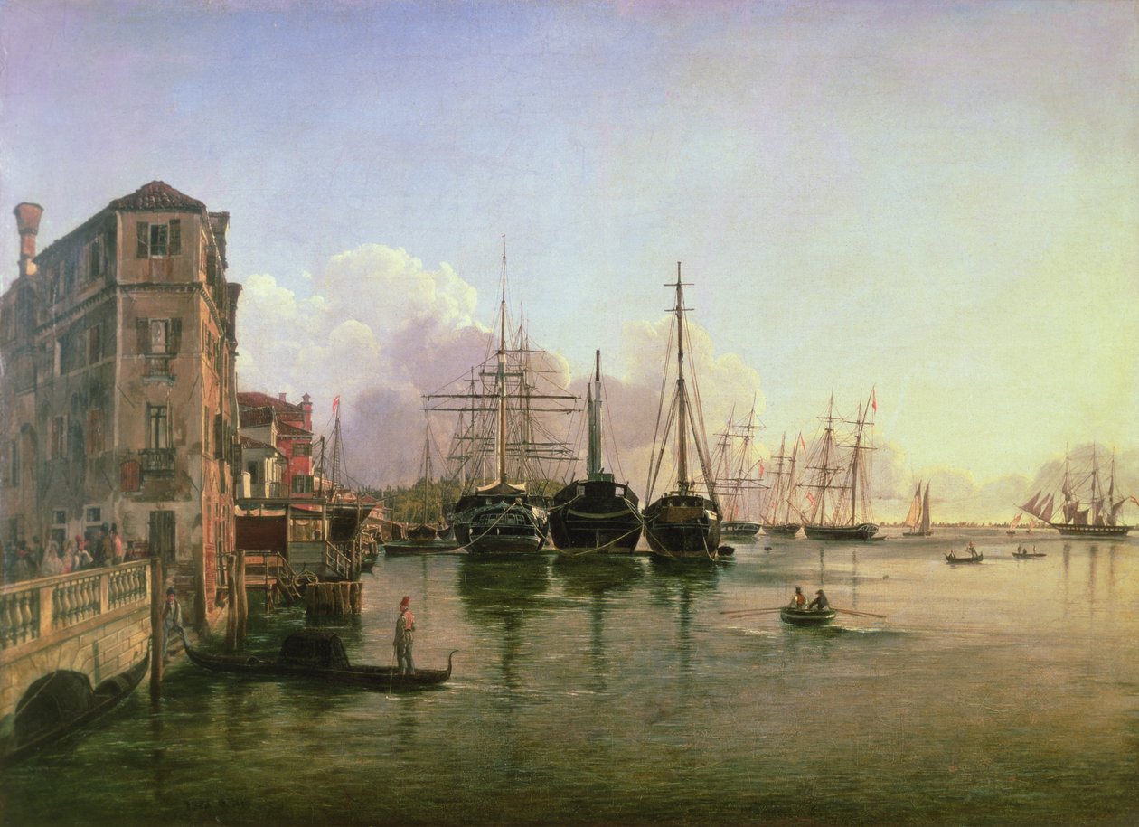 Utsikt over Strada Nuova, Venezia, 1800-tallet av Rudolf von Alt