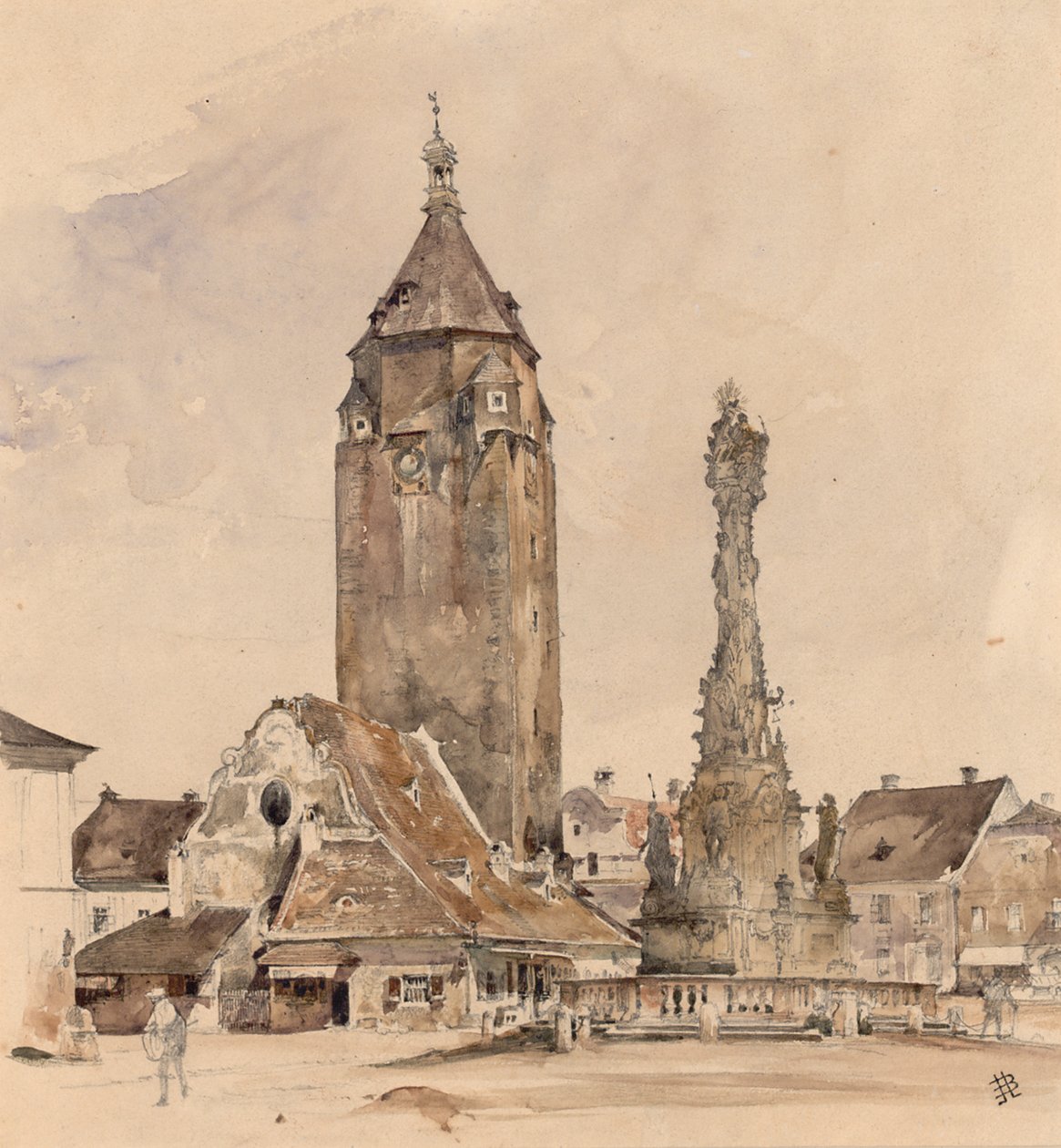 Det gamle rådhuset i Korneuburg av Rudolf von Alt