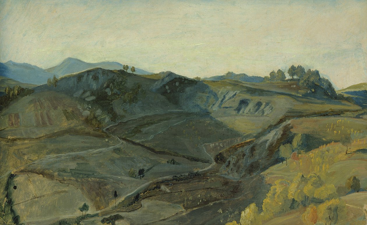 En robust dal i Italia, ca. 1833-34 (olje på papir montert på kort) av Rudolph Friedrich Wasmann
