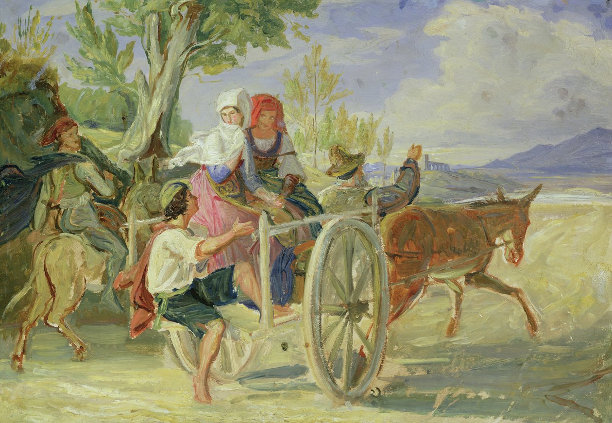 Italiensk vogn (olje på papir lagt på papp) av Rudolph Friedrich Wasmann