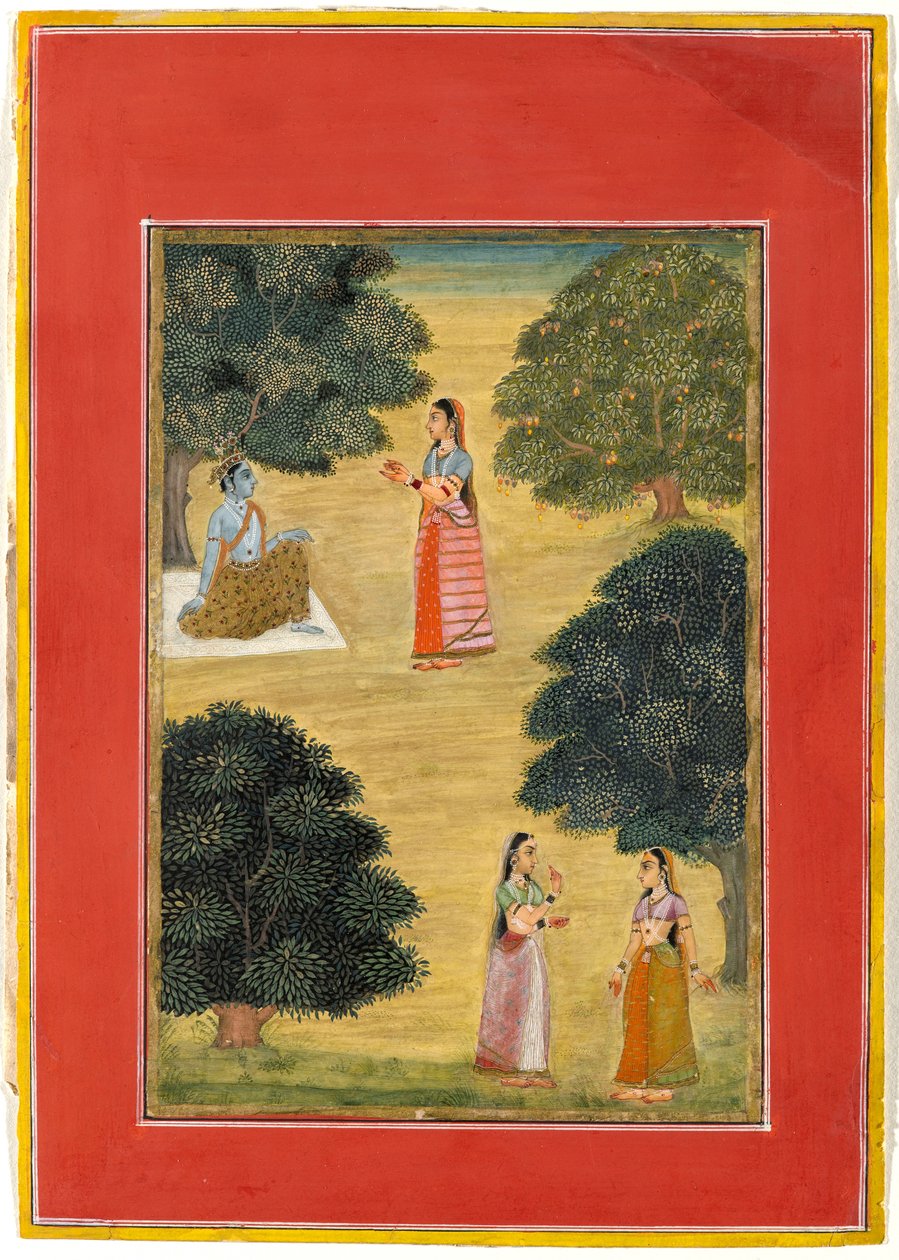 Krishna og Radha, 1684 (ugjennomsiktig wc på papir) av Ruknudin of Bikaner