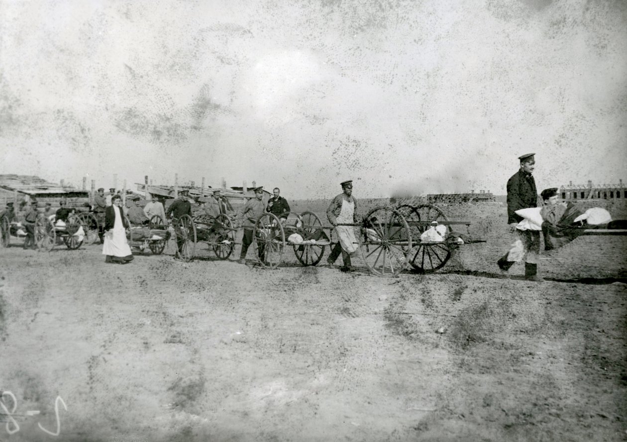 Transport av sårede, russisk-japansk krig, 1904 av Russian Photographer