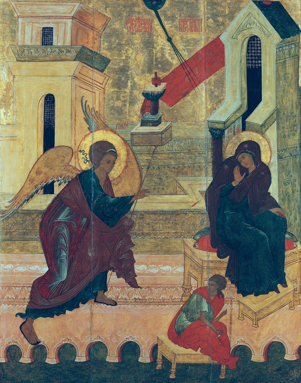 Ikon som viser kunngjøringen (tempera på panelet) av Russian School