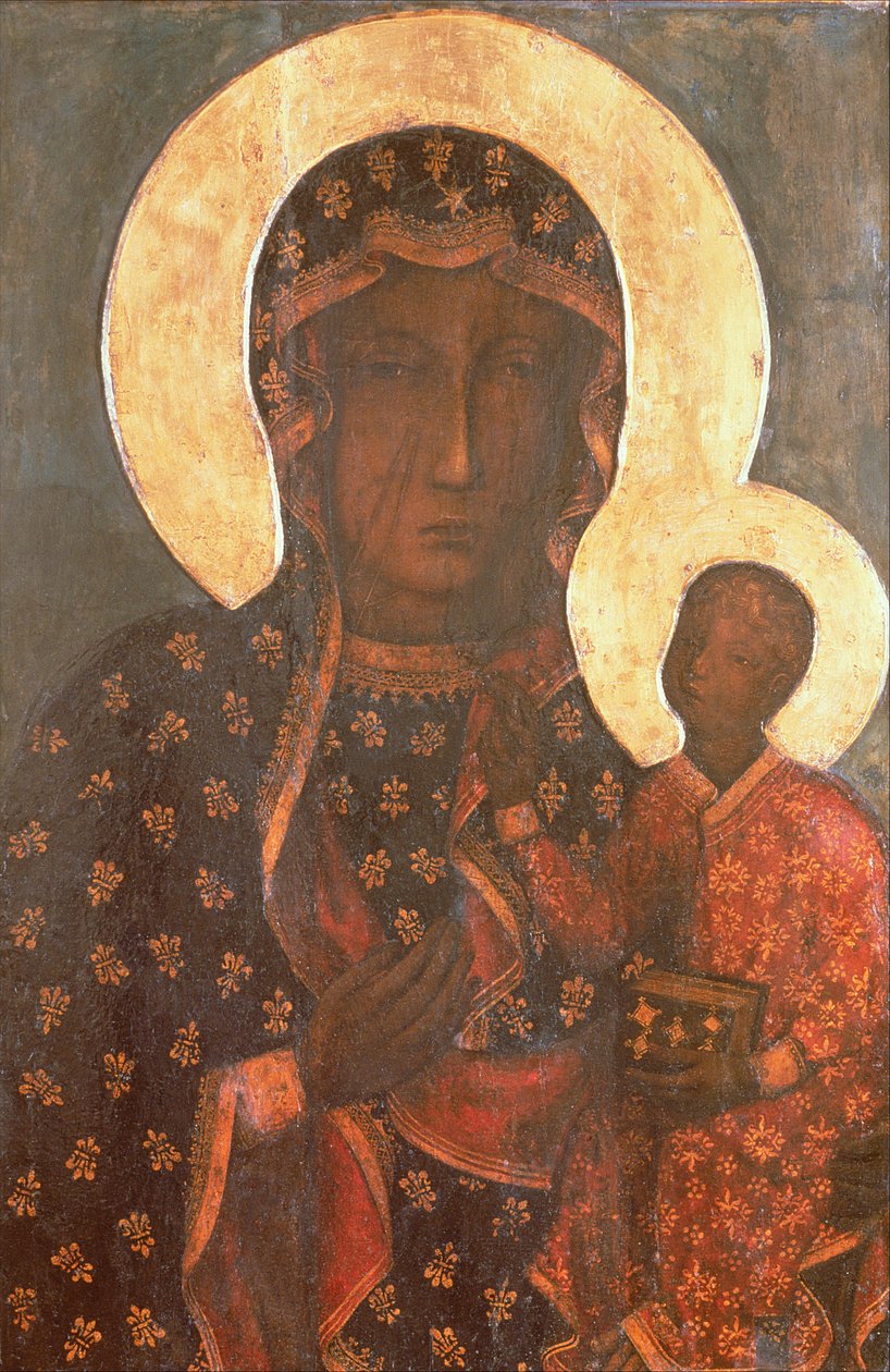 The Black Madonna of Jasna Gora, bysantinsk-russisk ikon (tempera på panel) av Russian School