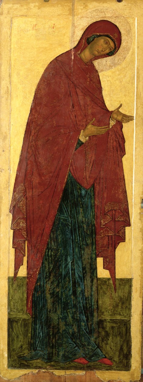 Jomfruen (tempera og bladgull på panel) av Russian School