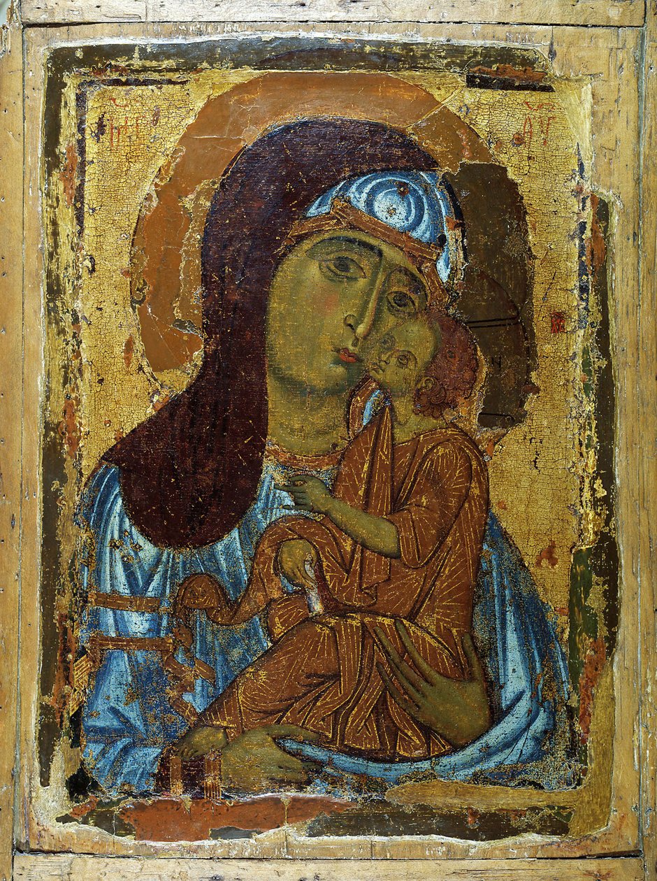 The Virgin Eleusa, tidlig på 1200-tallet. av Russian icon.