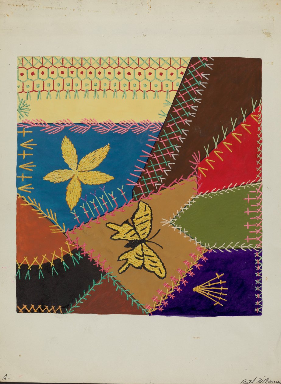 Crazy Quilt Section, ca. 1940. av Ruth M Barnes