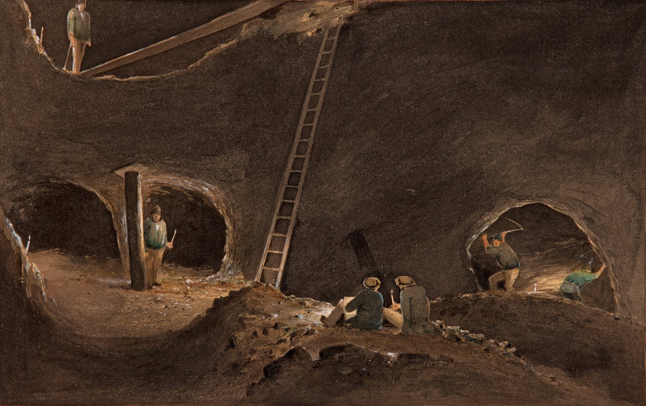 Nealess Stopes, Burra Burra Mine, 12. april 1847 av S. T. Gill