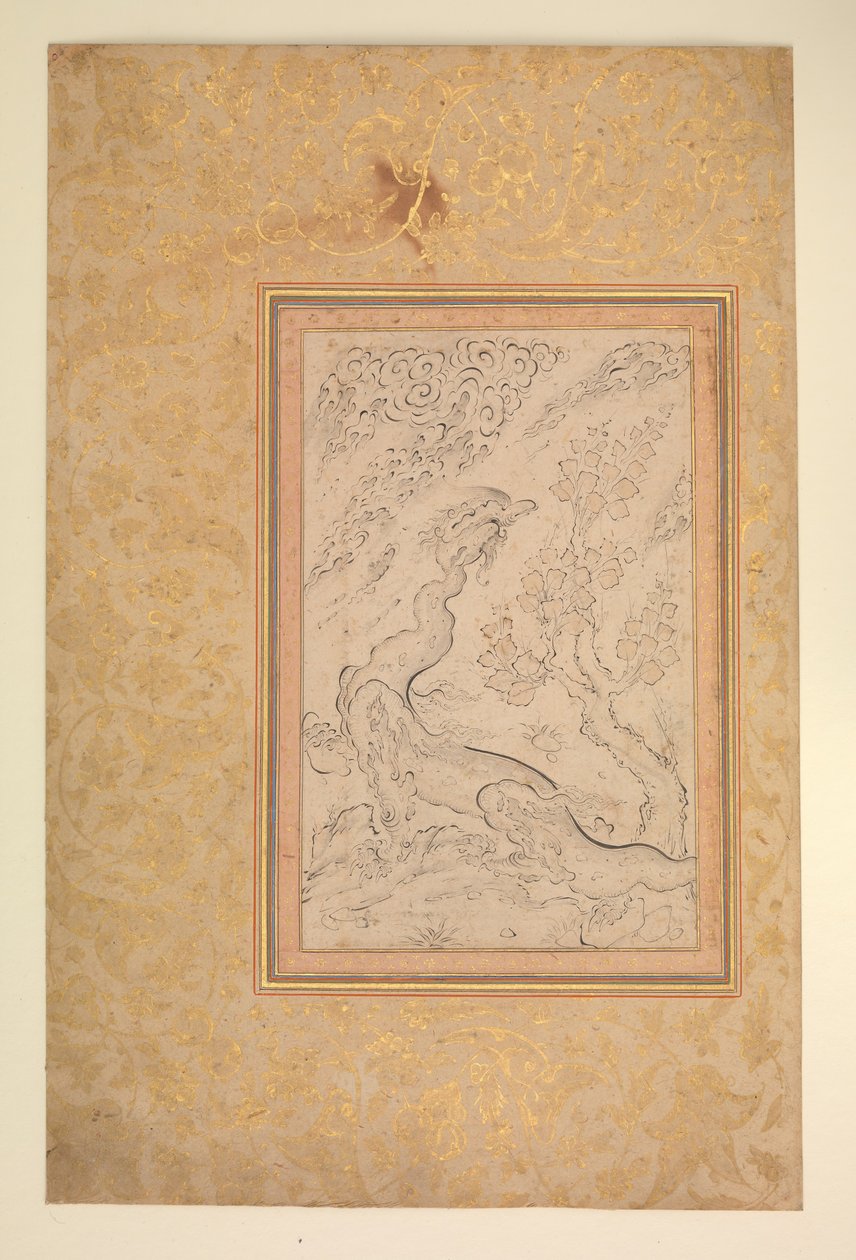 Drage og skyer, ca. 1600. av Sadiqi Beg.