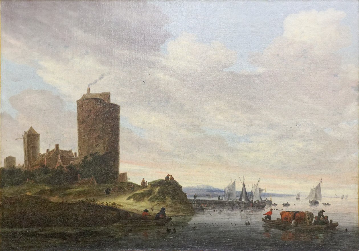 Det store tårnet, elvelandskapet av Salomon van Ruisdael or Ruysdael