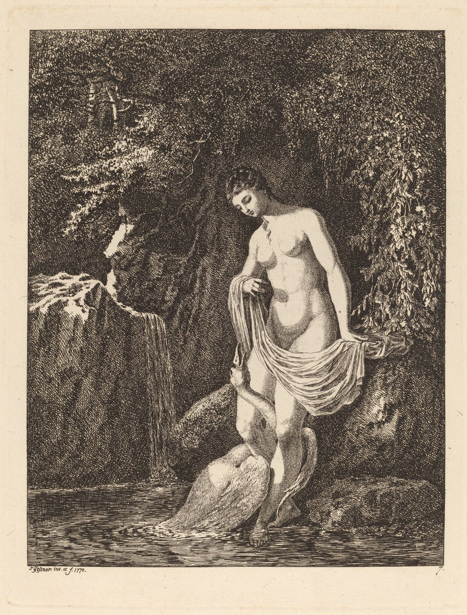 Leda og svanen, 1770. av Salomon Gessner