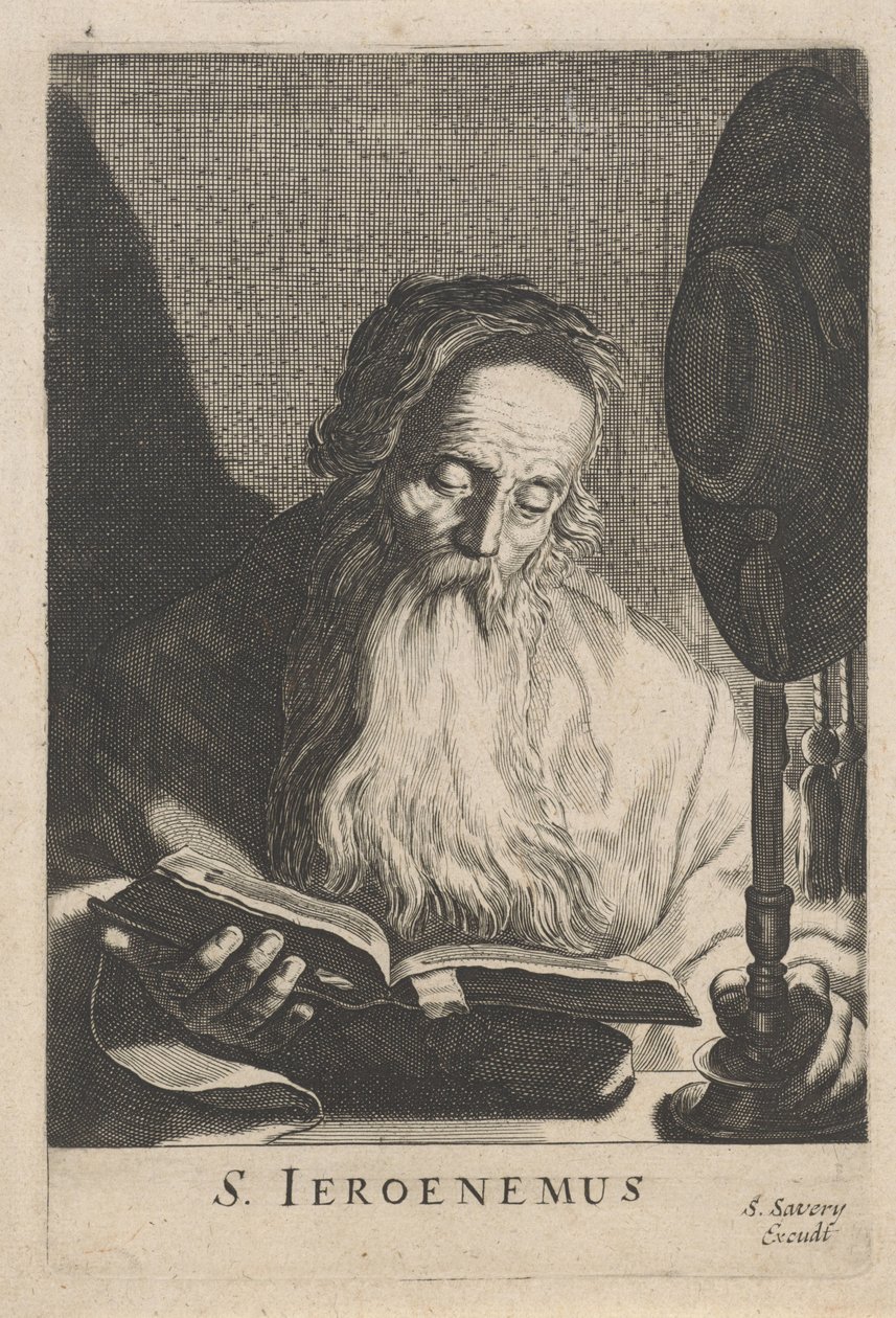 H. Hieronymus leser ved levende lys av Salomon Savery (attributed to)