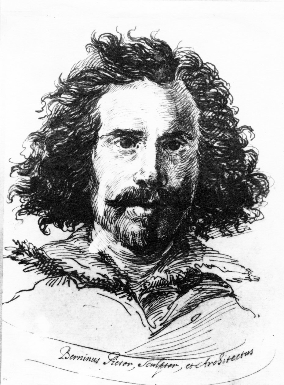 Portrett av Giovanni Lorenzo Bernini, trykk laget av James Basire, 1764 (etsing med mezzotint) av Salvator Rosa