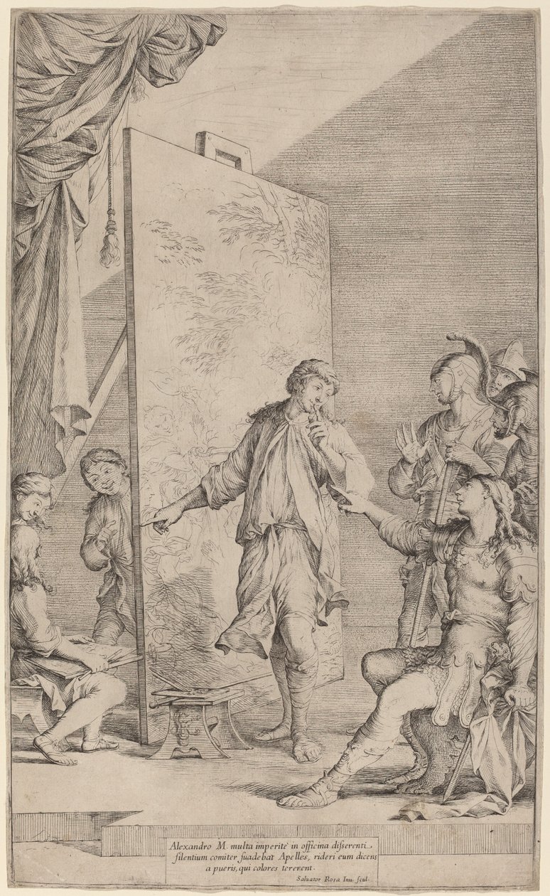 Alexander i studioet i Apelles av Salvator Rosa