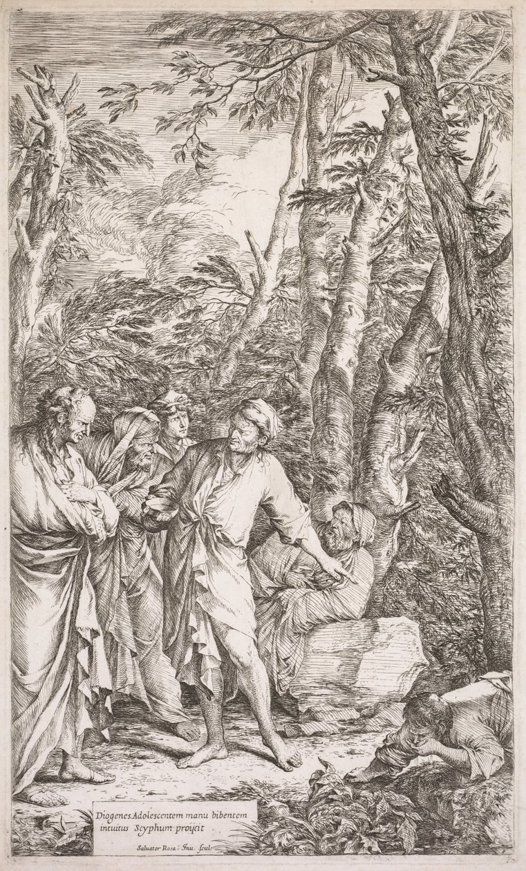 Diogenes og hans kopp av Salvator Rosa