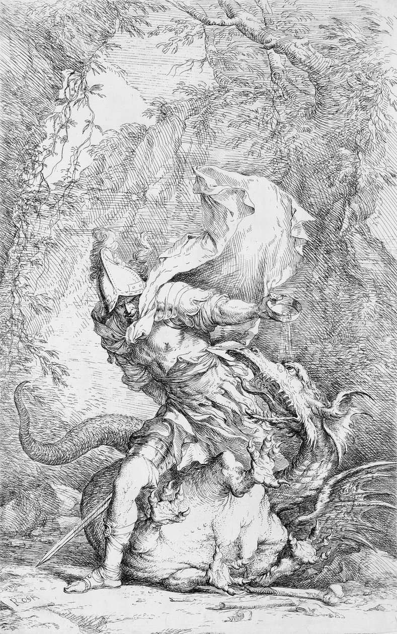 Jason og dragen, ca. 1663-64. av Salvator Rosa