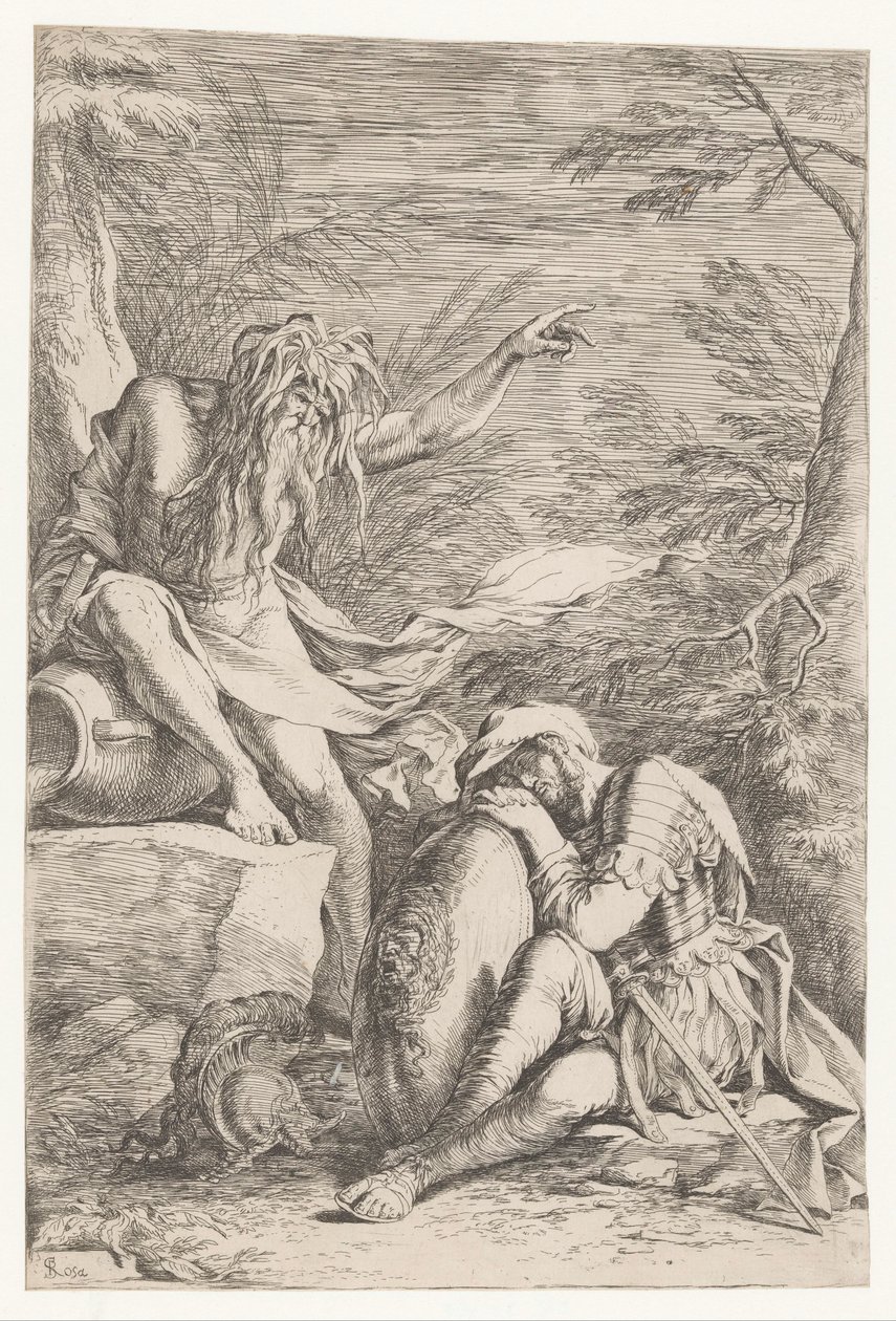 Tiberinus dukker opp for Aeneas av Salvator Rosa