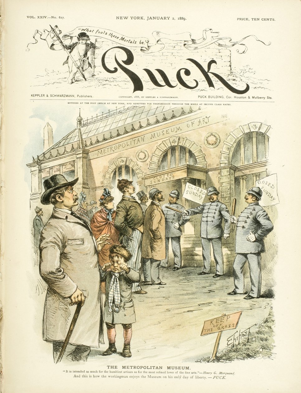 Metropolitan Museum of Art, ...og dette er hvordan arbeideren nyter museet..., 1889 av Samuel D. Ehrhart