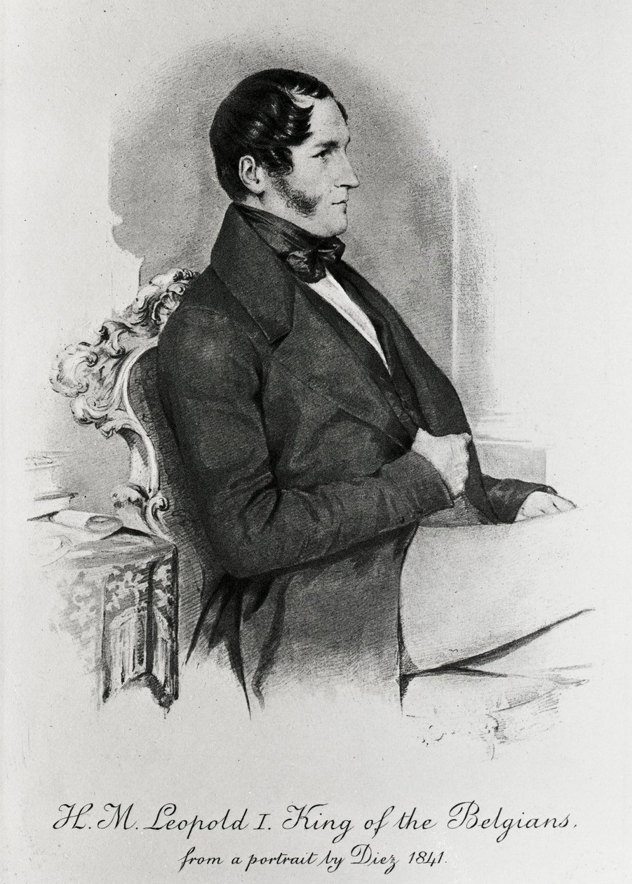 Leopold I, kongen av belgierne, etter et portrett av 1840 av Samuel Diez