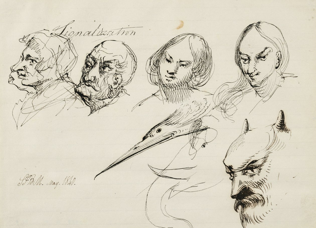 Signalisering, 1840 (penn og mørkebrunt blekk på kremfarget papir) av Samuel Finley Breese Morse
