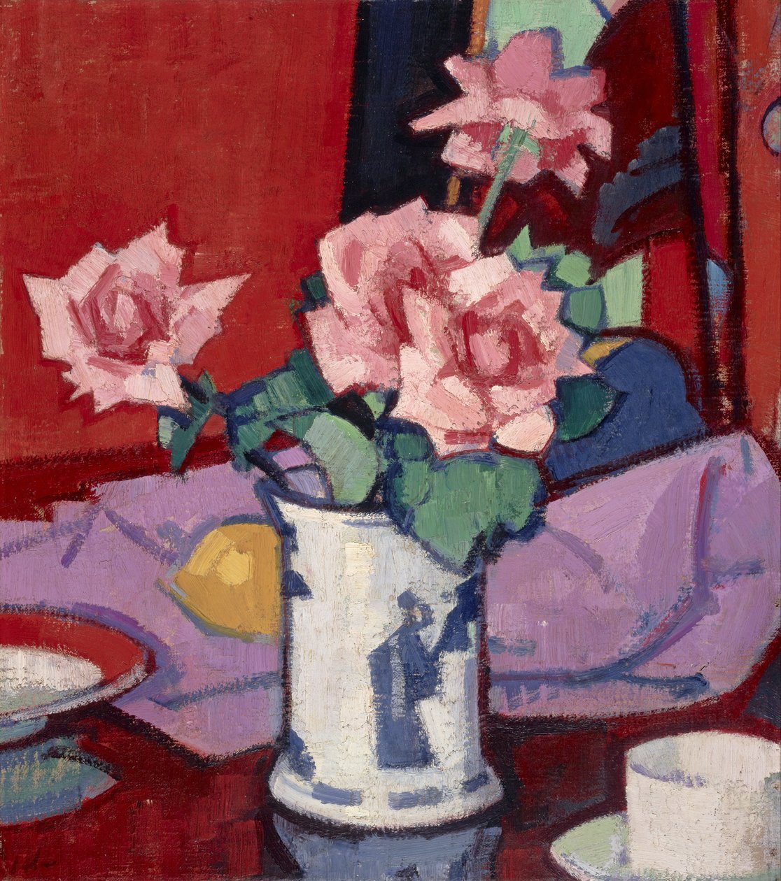 Rosa roser, kinesisk vase av Samuel John Peploe