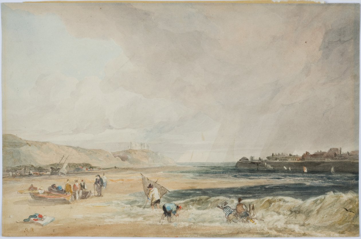 Whitby Castle (blyant og wc på papir) av Samuel Owen