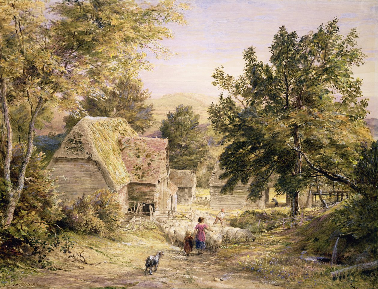 Et gårdstun nær Princes Risborough, 18456 av Samuel Palmer