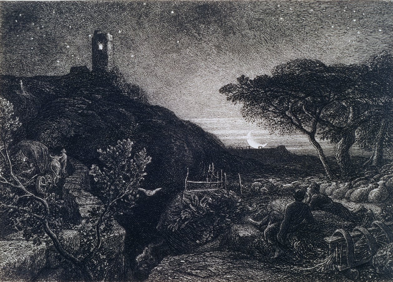 Det ensomme tårnet, 1879 av Samuel Palmer