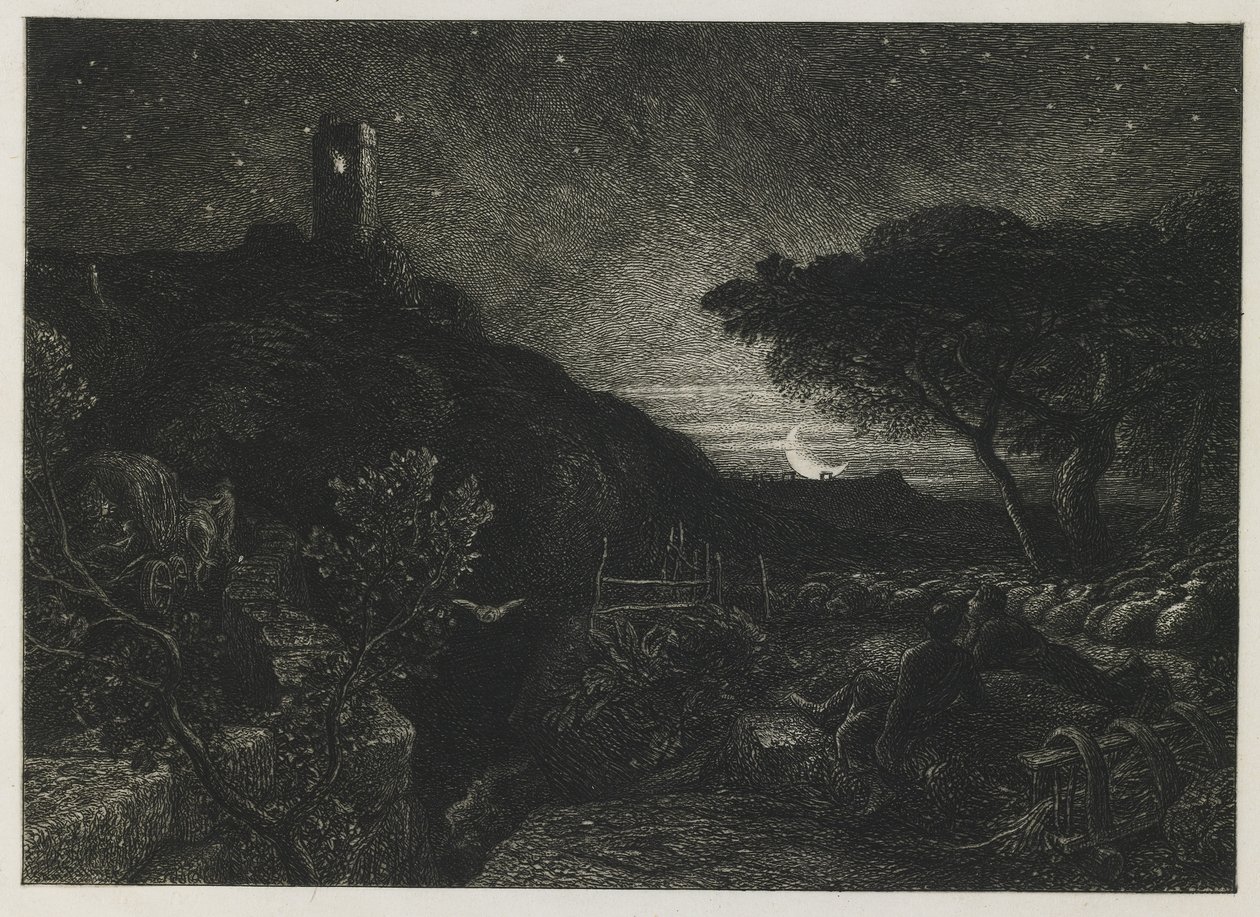 Det ensomme tårnet, 1879 av Samuel Palmer