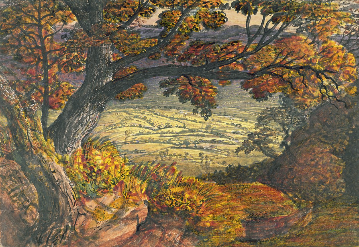 The Weald of Kent, ca. 1827-28 (wc und gouache på papir) av Samuel Palmer