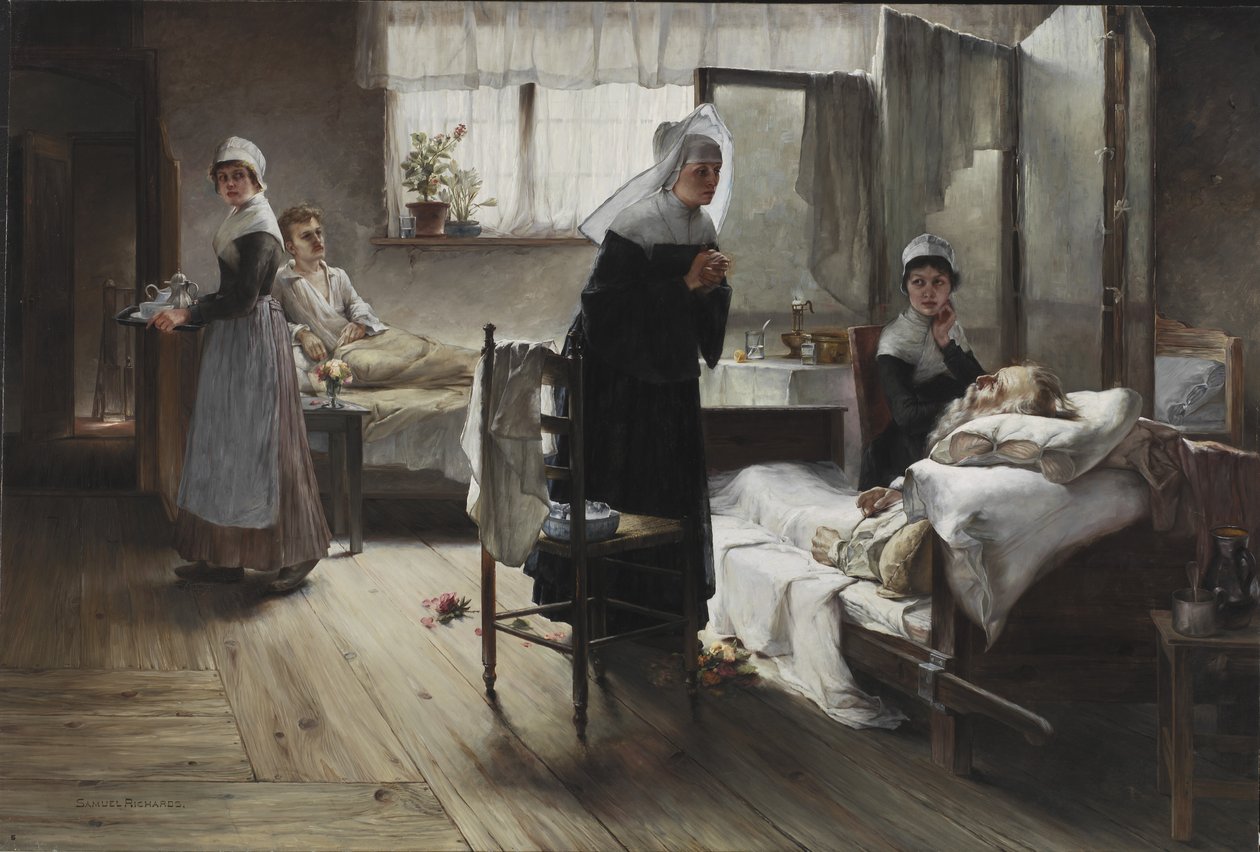 Evangeline oppdaget sin forlovede på sykehuset, 1887-89 av Samuel Richards