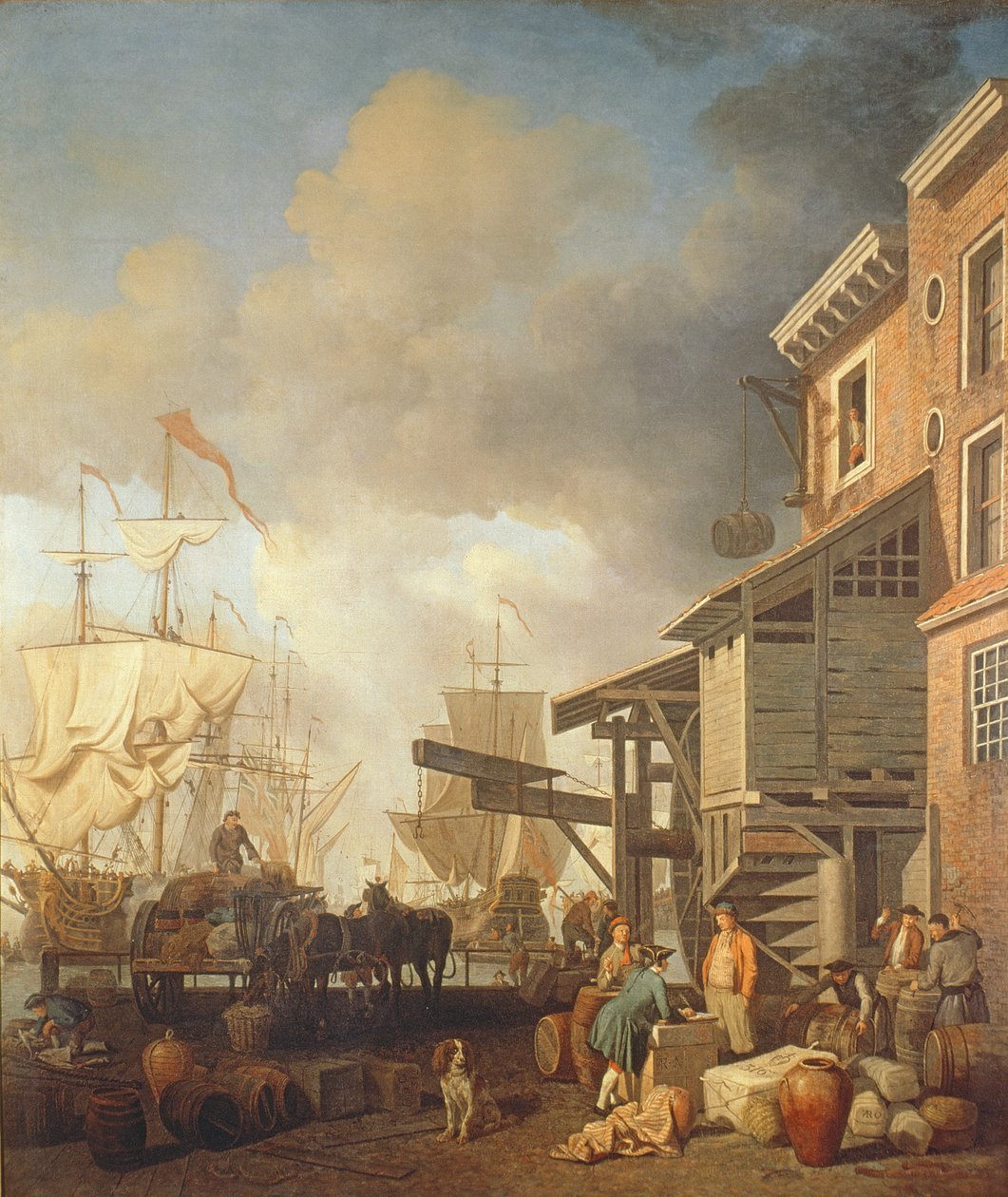 A Thames Wharf, ca. 1750-tallet av Samuel Scott