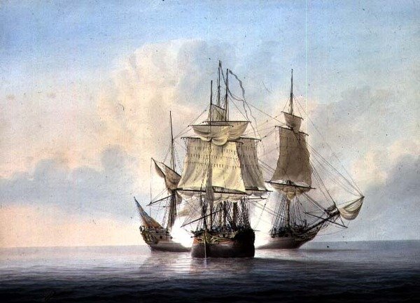 Halvmåne og Reunion av Samuel Atkins