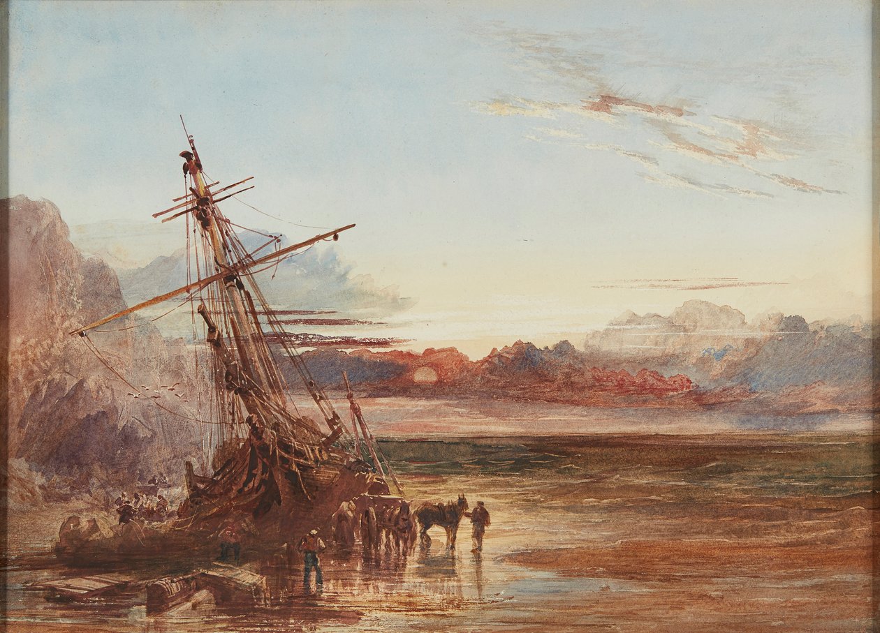 Lossing av vraket (akvarell) av Samuel Bough
