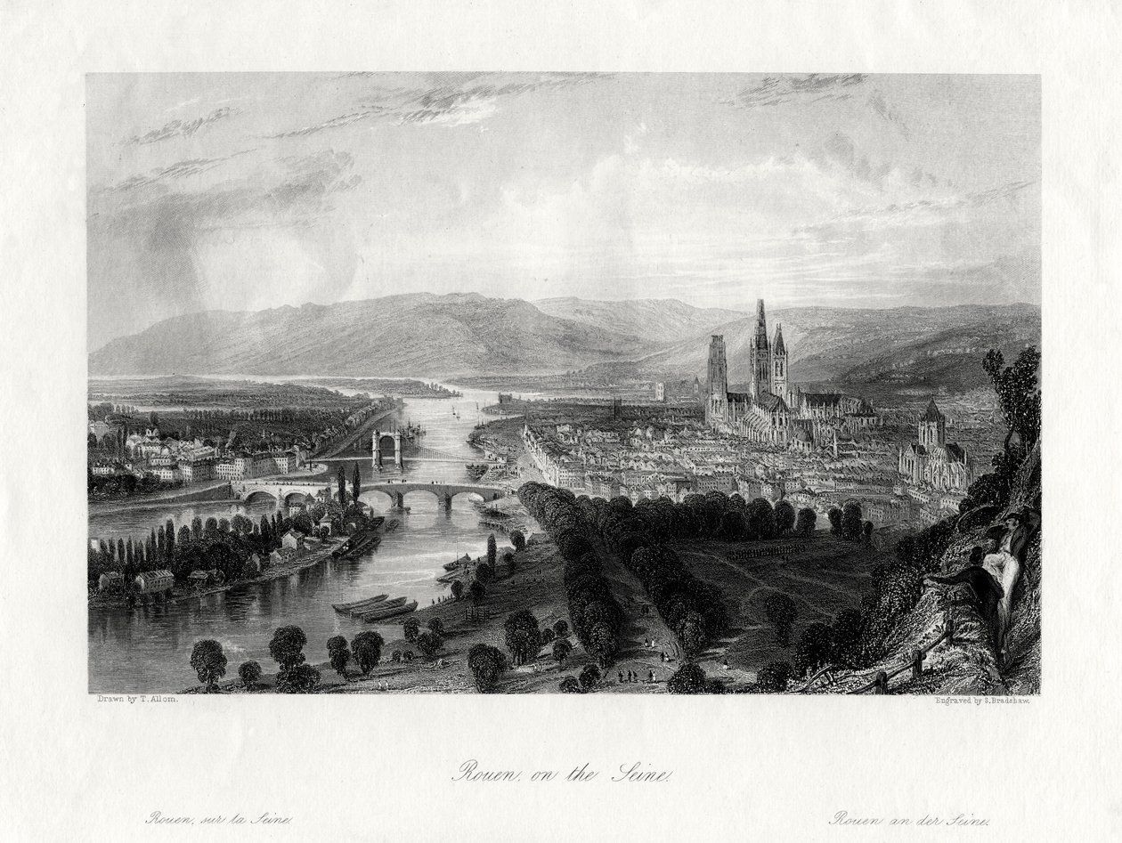 Rouen ved Seinen, Frankrike, 1875 av Samuel Bradshaw