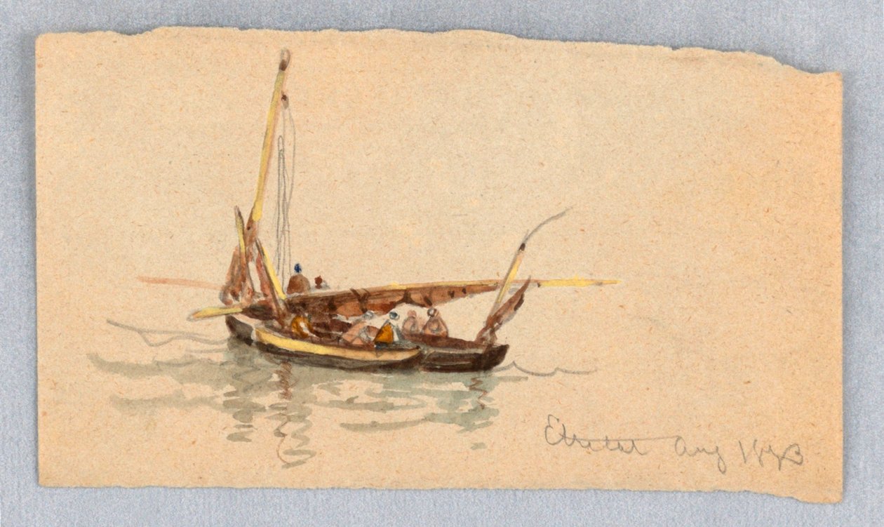 Båter ved Étretat av Samuel Colman