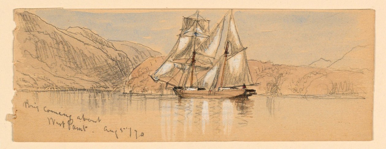 Brig kommer om, West Point av Samuel Colman