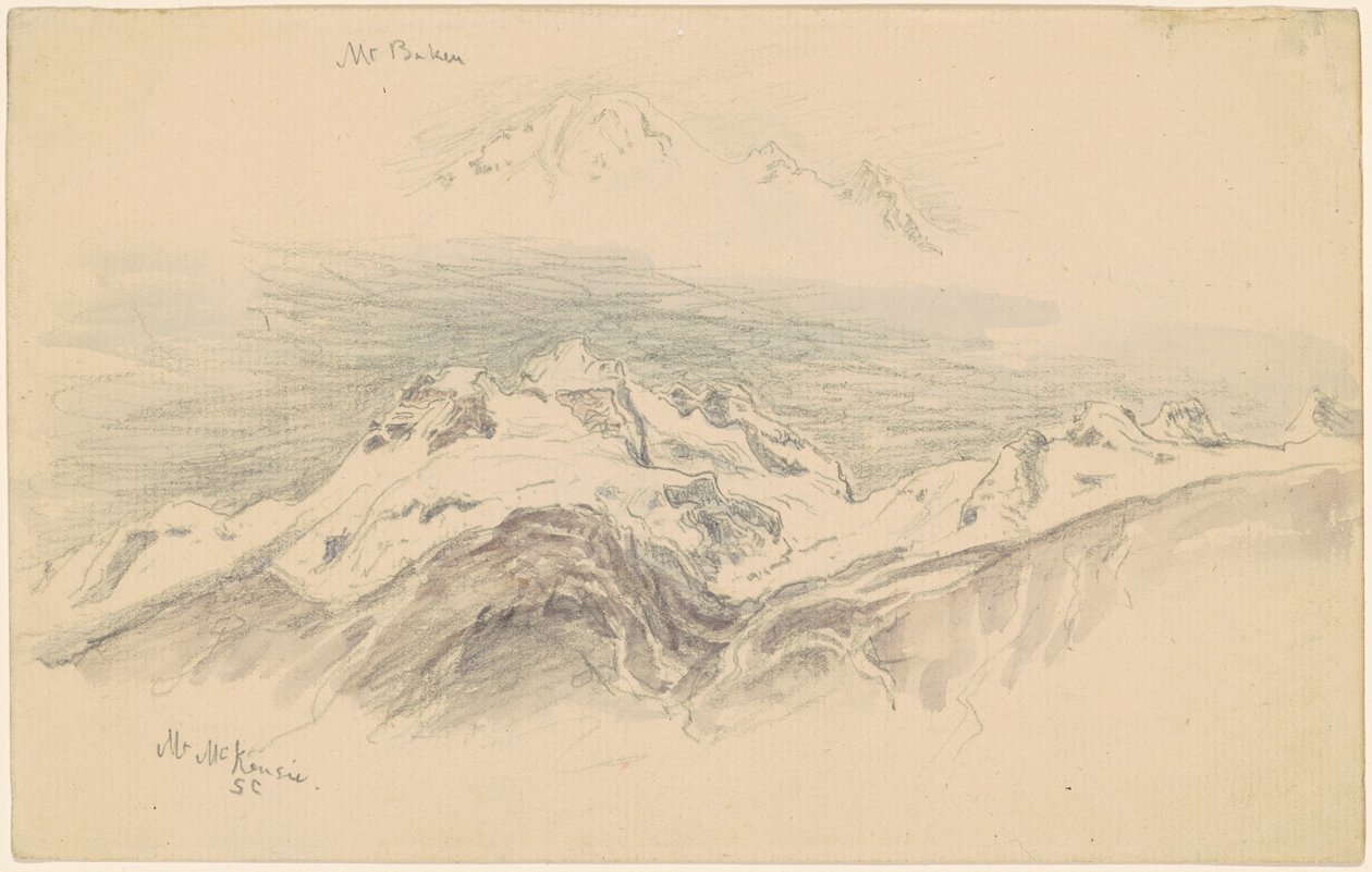 Mt. Baker og Mt. McKensie [recto] av Samuel Colman
