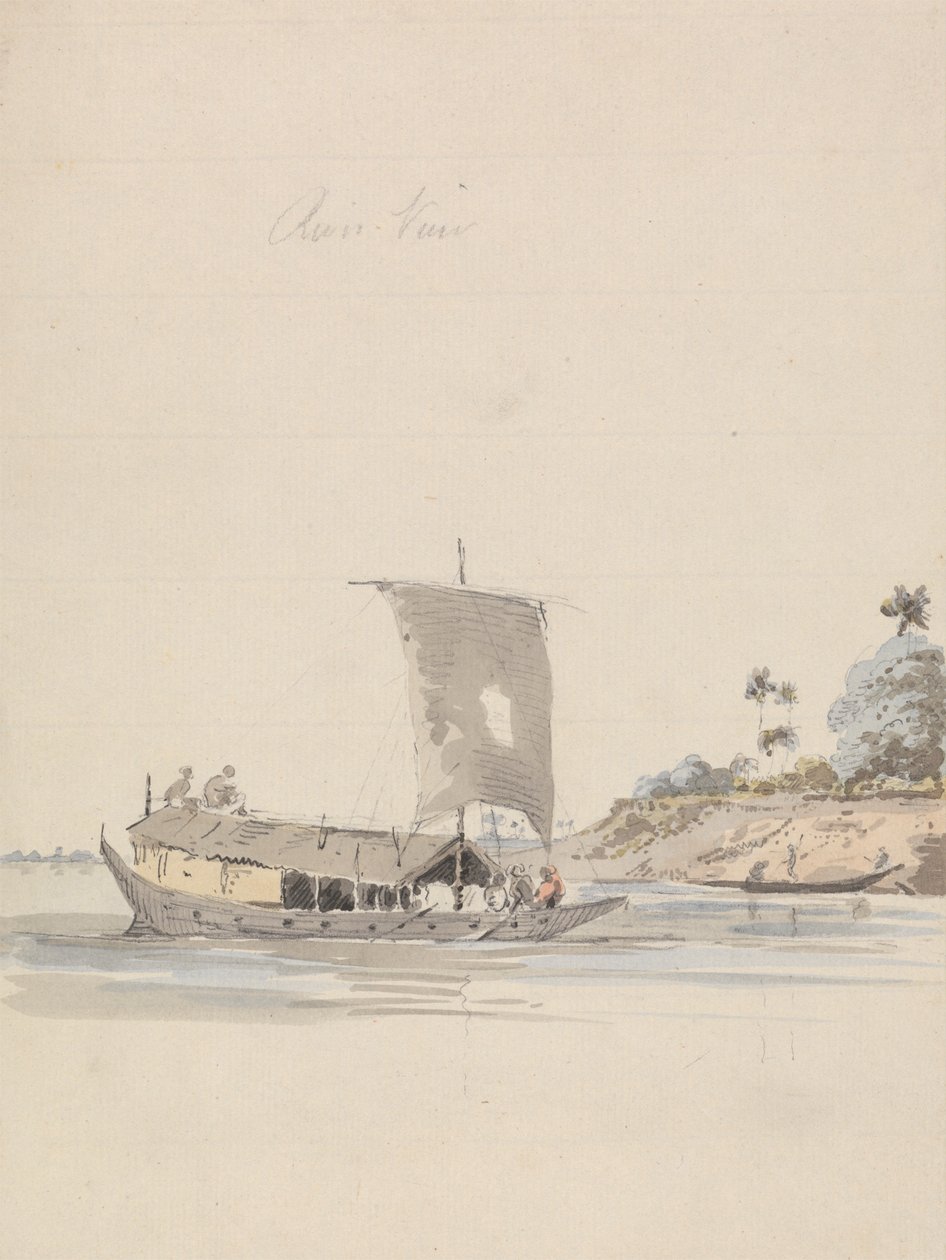 River View with a Junk (nær Rajmahal?) av Samuel Davis