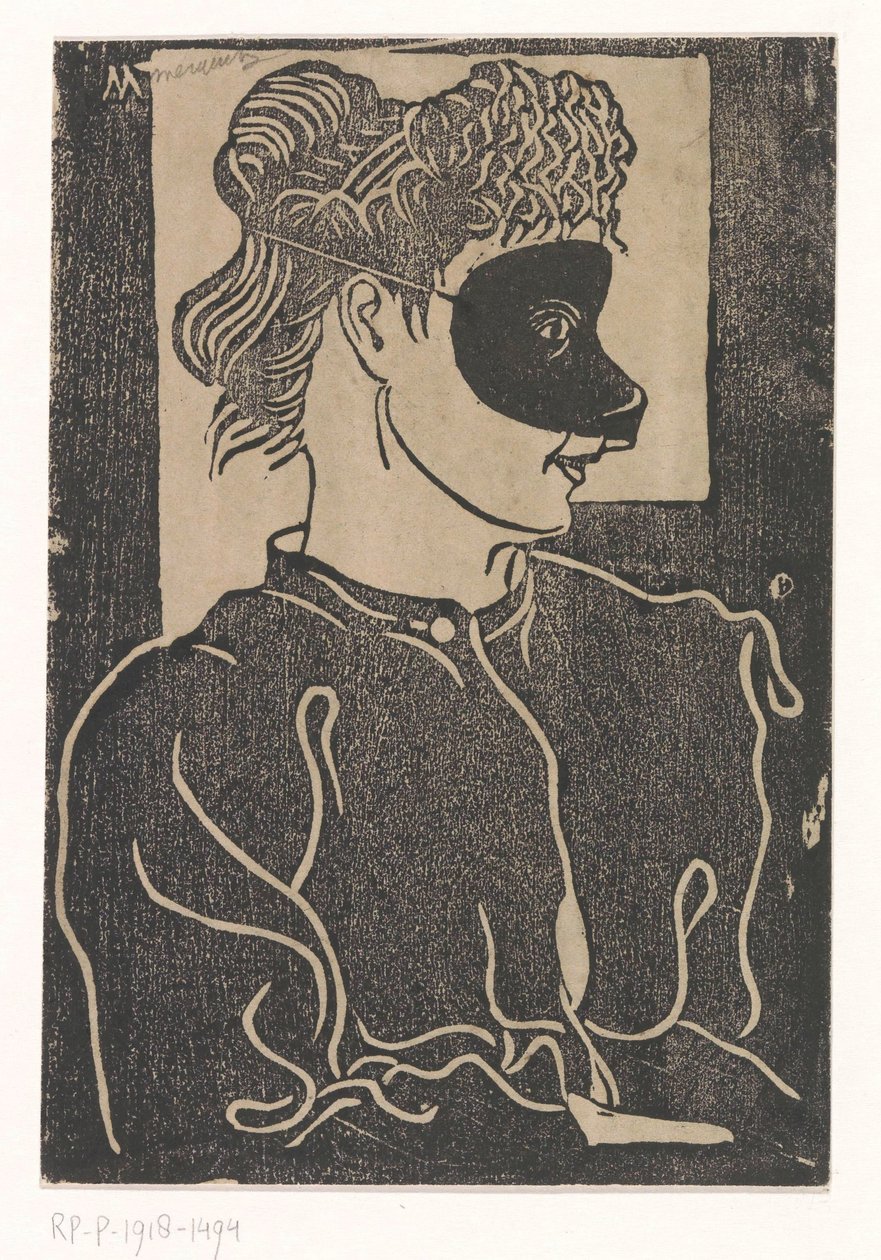 maskert kvinne av Samuel Jessurun de Mesquita (signed by artist)