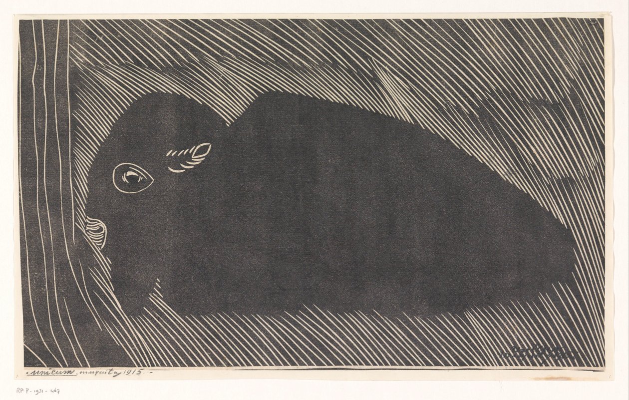 Liggende bison av Samuel Jessurun de Mesquita (signed by artist)