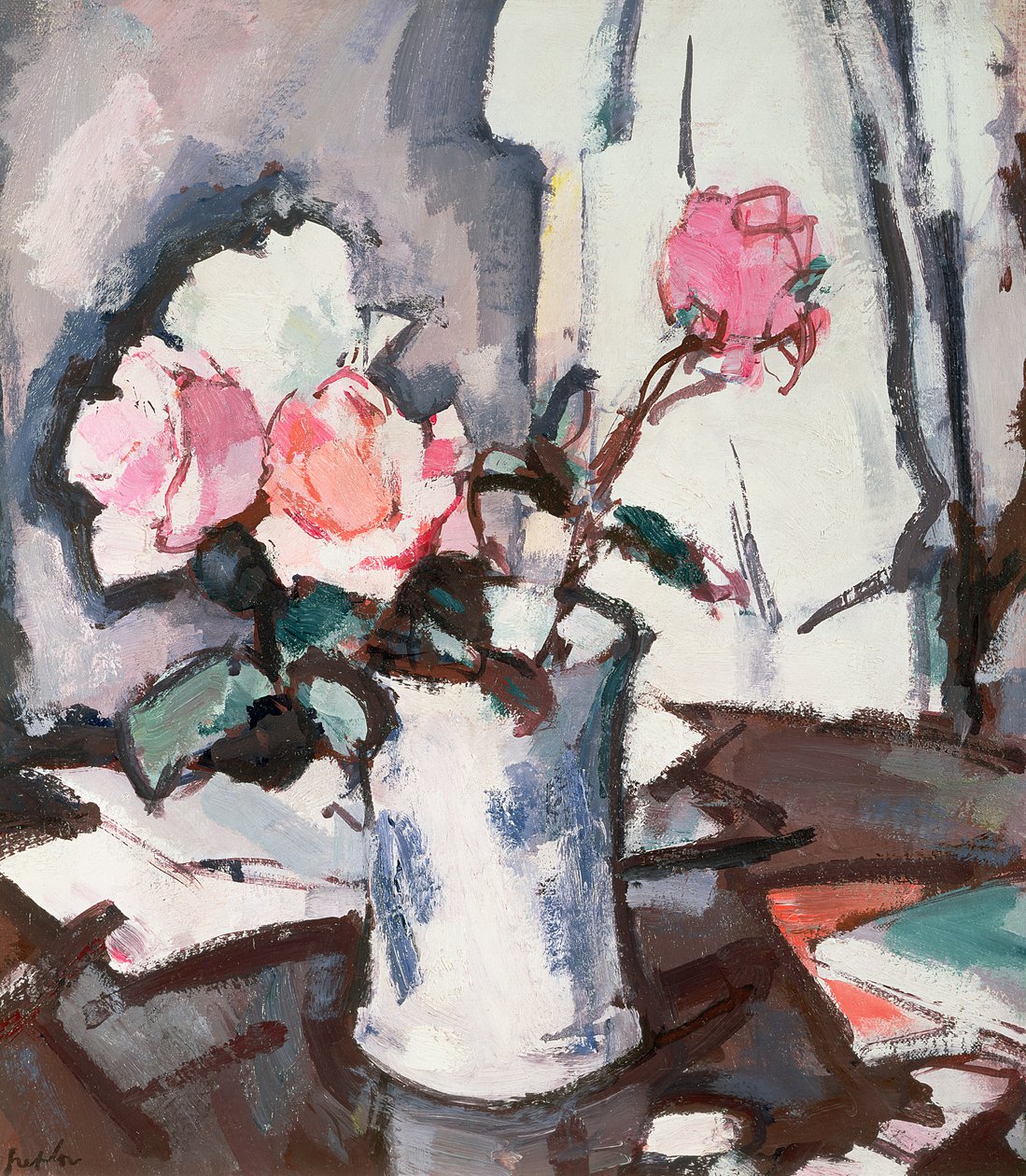 Rosa roser (olje) av Samuel John Peploe