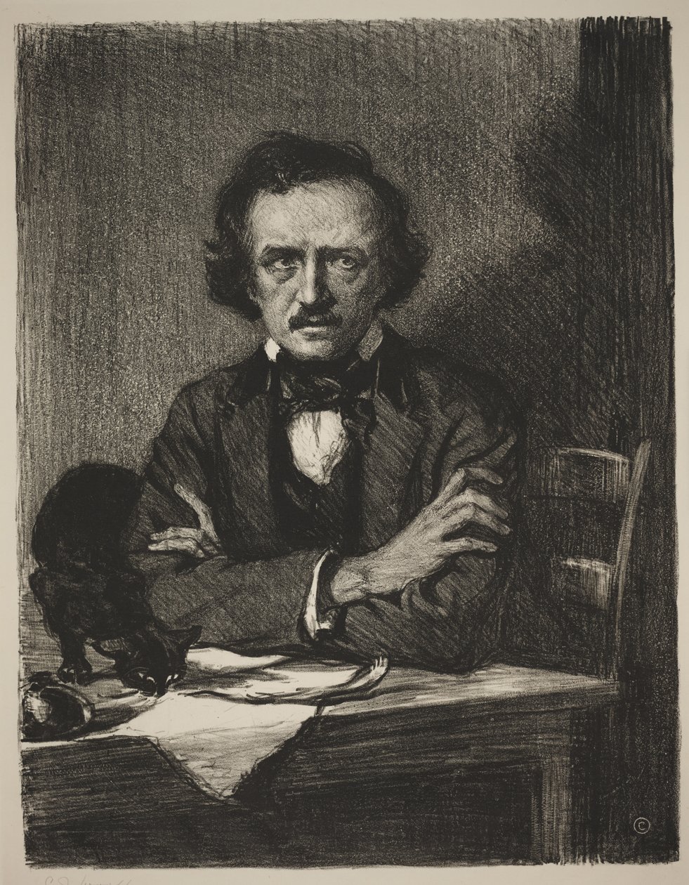 Edgar Allan Poe (litho) av Samuel Johnson Woolf
