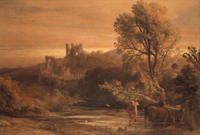 Storfe som krysser strømmen av Samuel Palmer