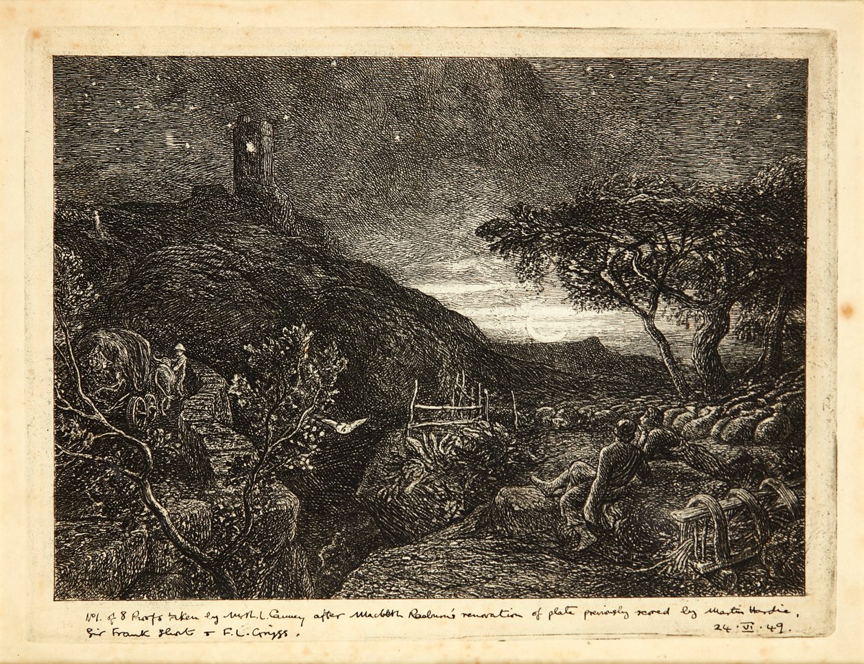 The Lonely Tower (radering) av Samuel Palmer