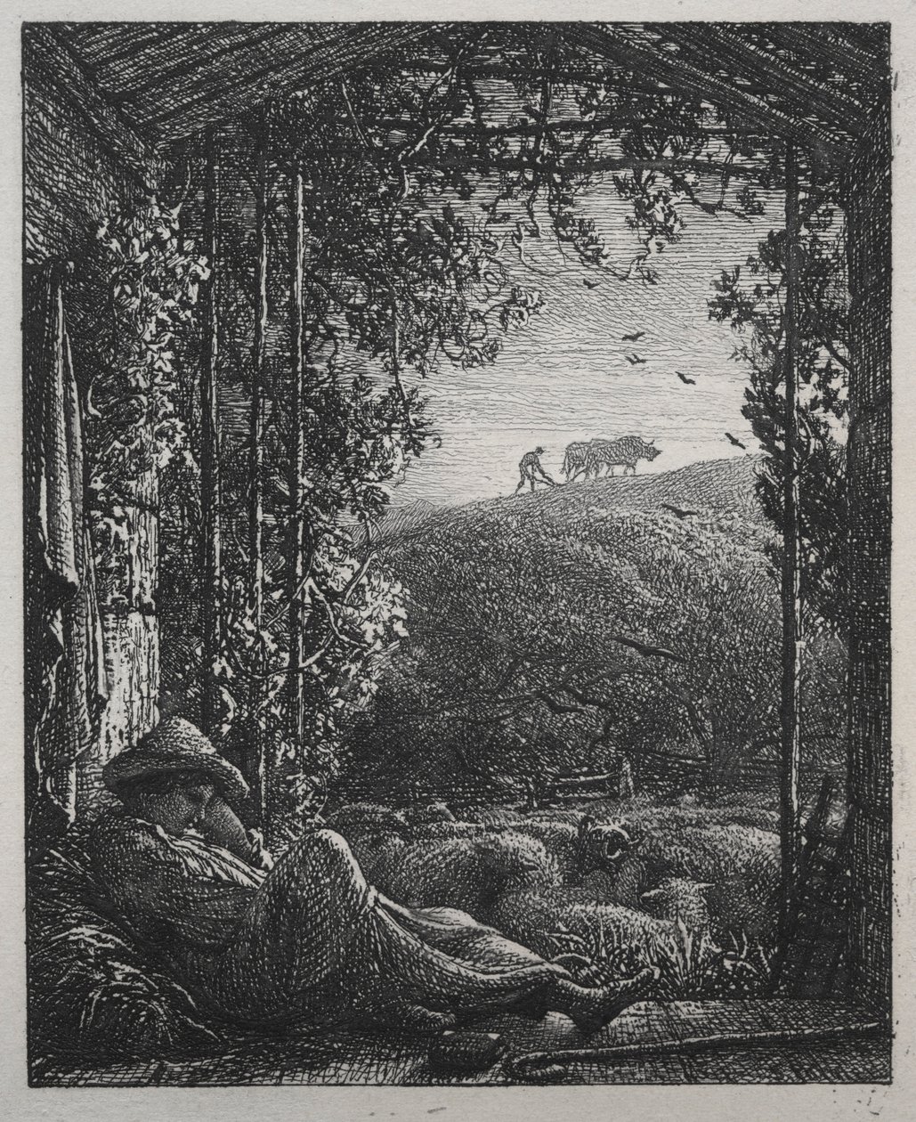 Den sovende hyrde, 1857. av Samuel Palmer